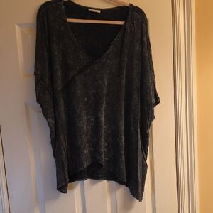 Washed Black V-Neck Women’s Top